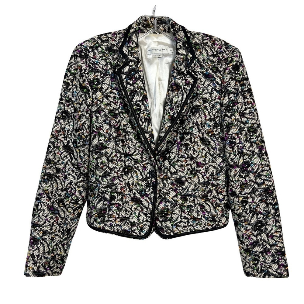 Garfield & Marks Black Whote Boucle Cropped Ellen Jacket Blazer